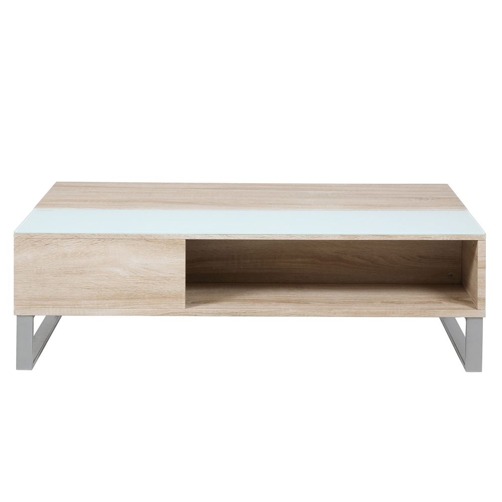 Couchtisch Kostrena 110x60 cm Sonoma Eiche mit Glaseinsatz