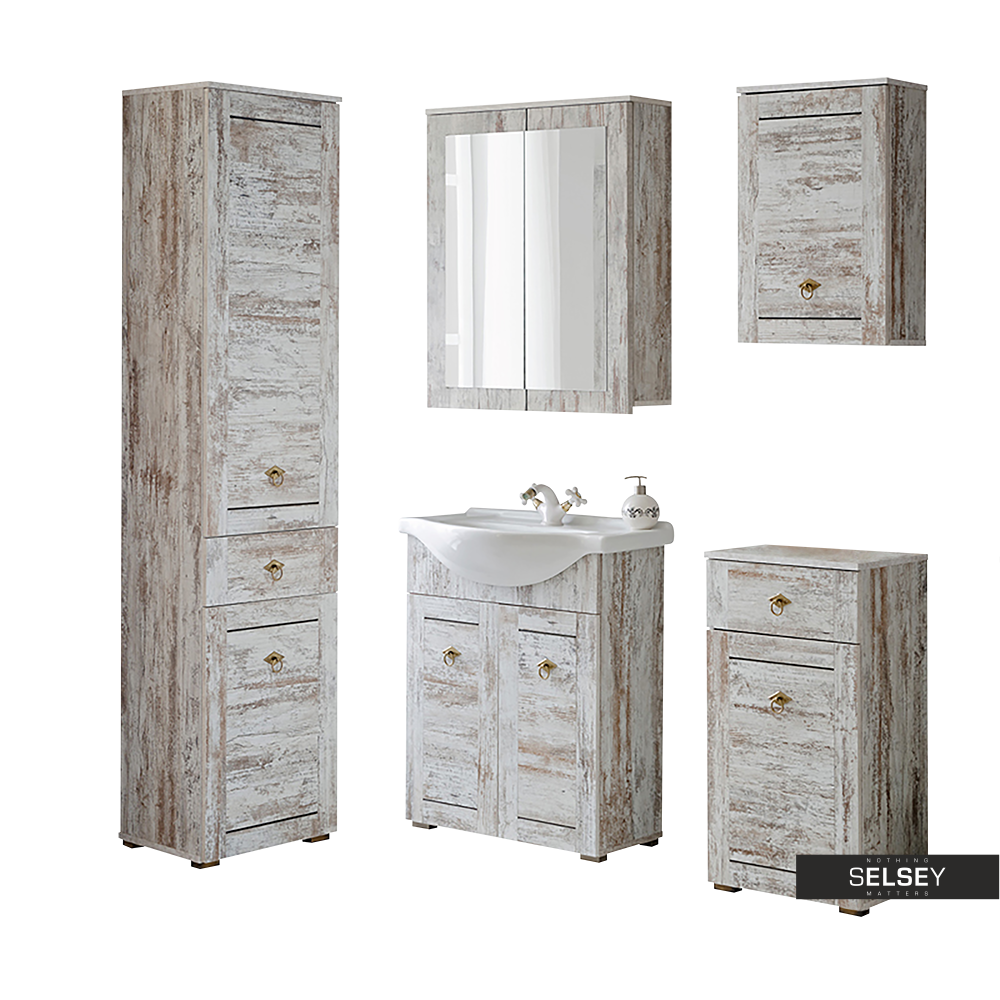 Badmöbel-Set MIRAMAS weiß im Shabby Chic Badmöbel-Set MIRAMAS weiß im Shabby Chic