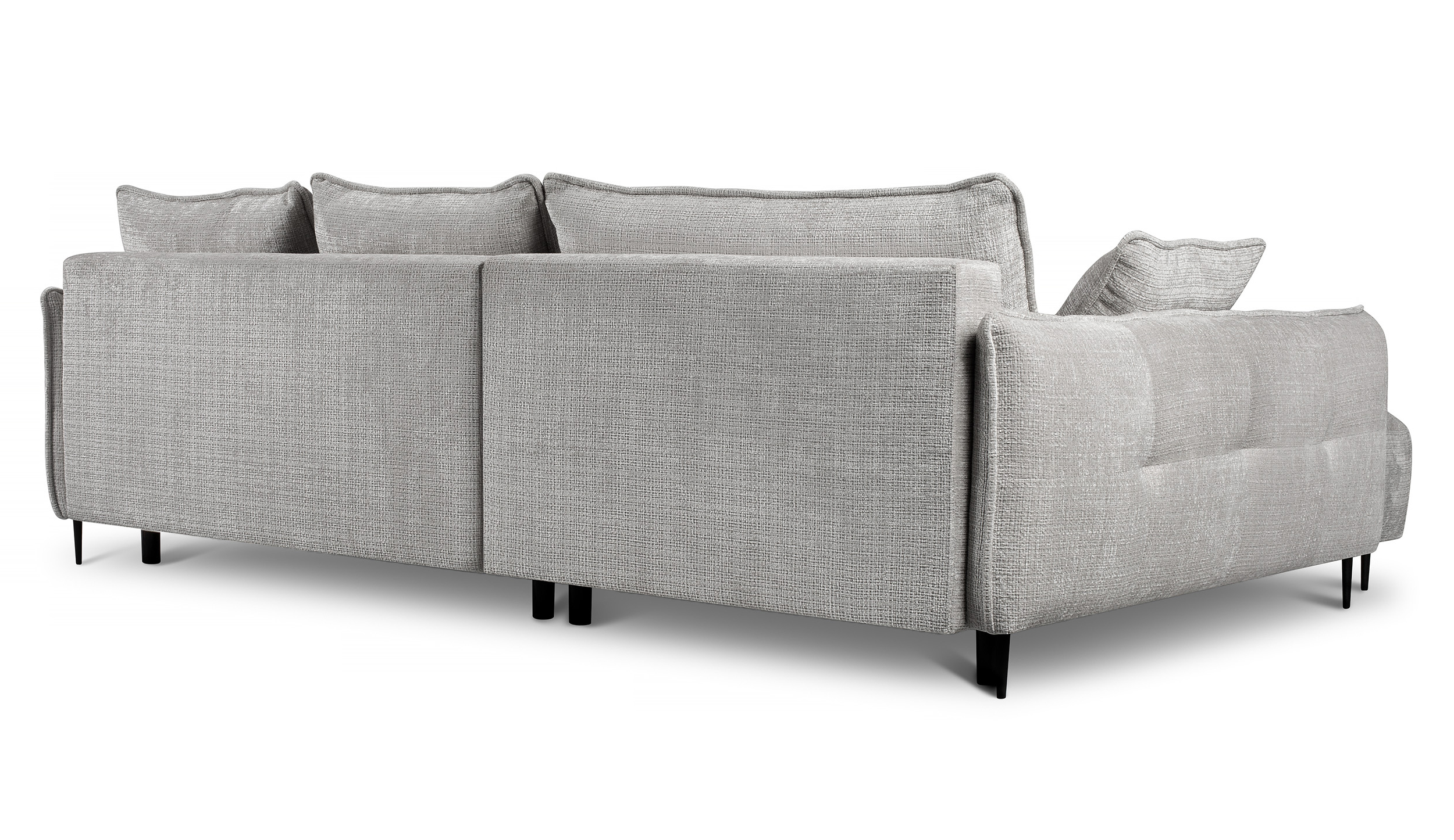 Ecksofa Oblivio mit Schlaffunktion L-förmig mit Stauraum graues Chenille linksseitig