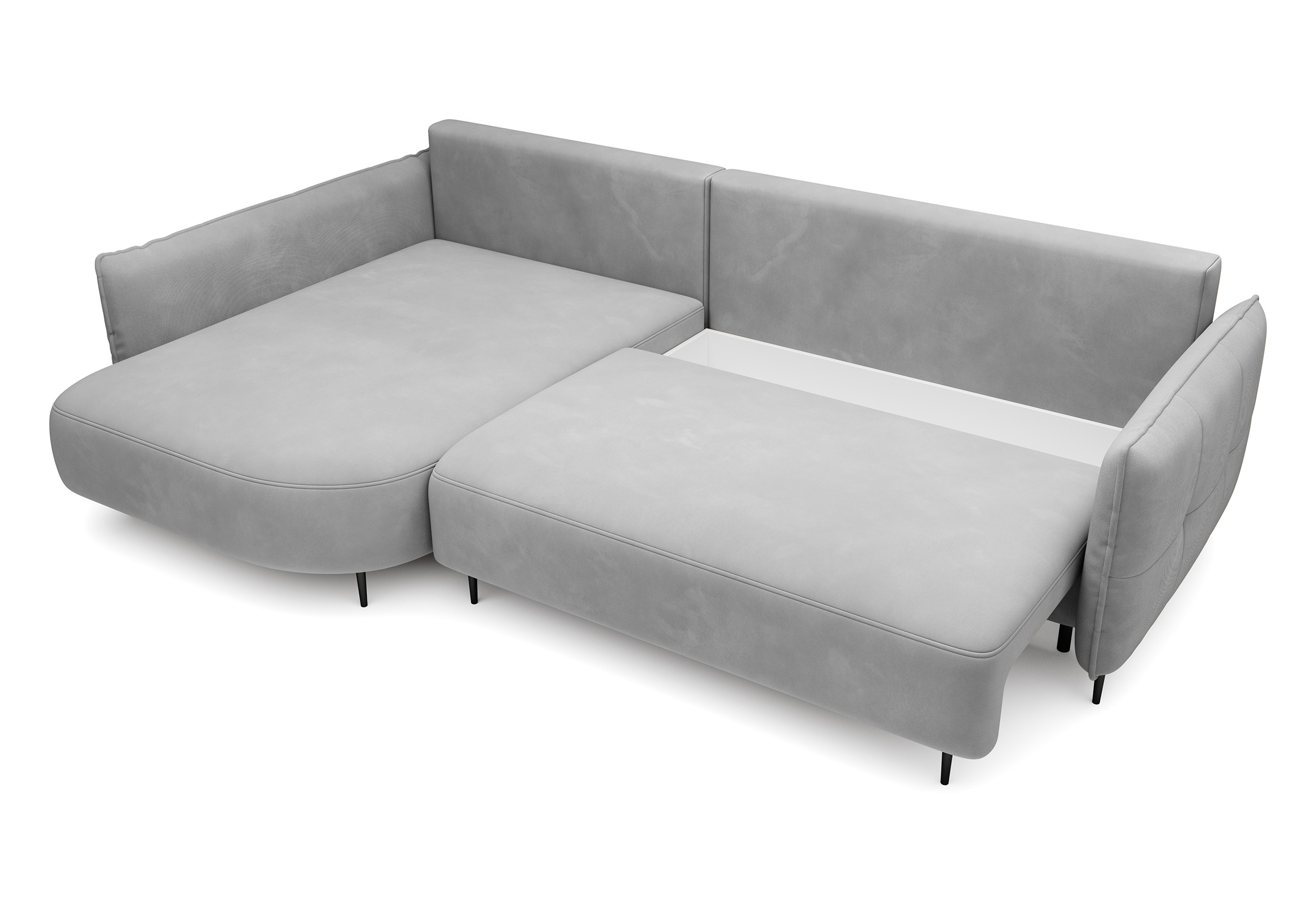 Ecksofa Oblivio mit Schlaffunktion L-förmig mit Stauraum graues Velvet linksseitig hydrophob