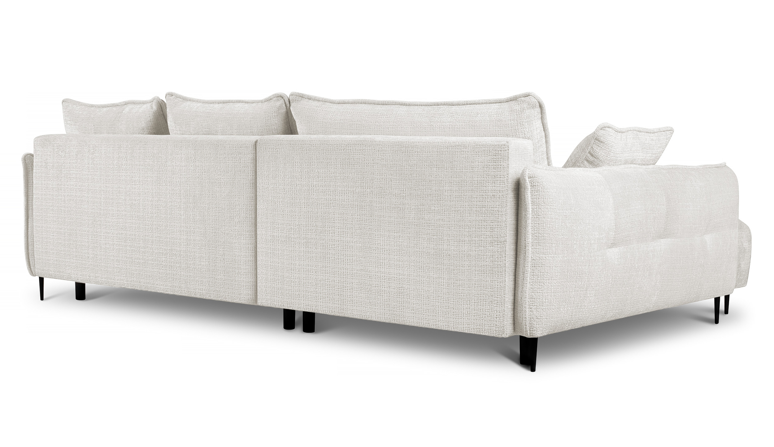 Ecksofa Oblivio mit Schlafunktion L-förmig mit Stauraum cremefarbener Chenille linksseitig