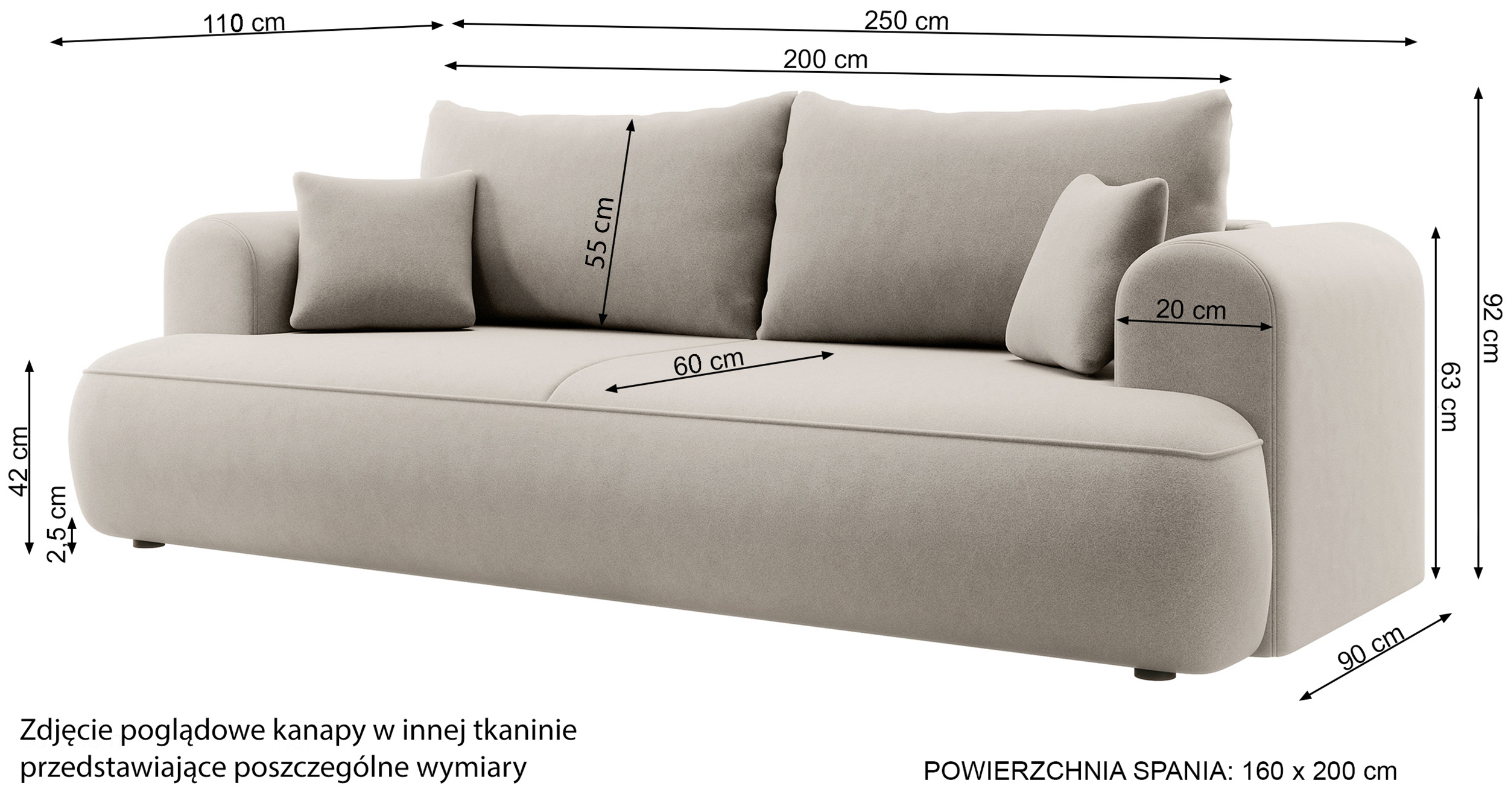 Schlafsofa Ovo grau mit Easy-Clean-Veloursbezug