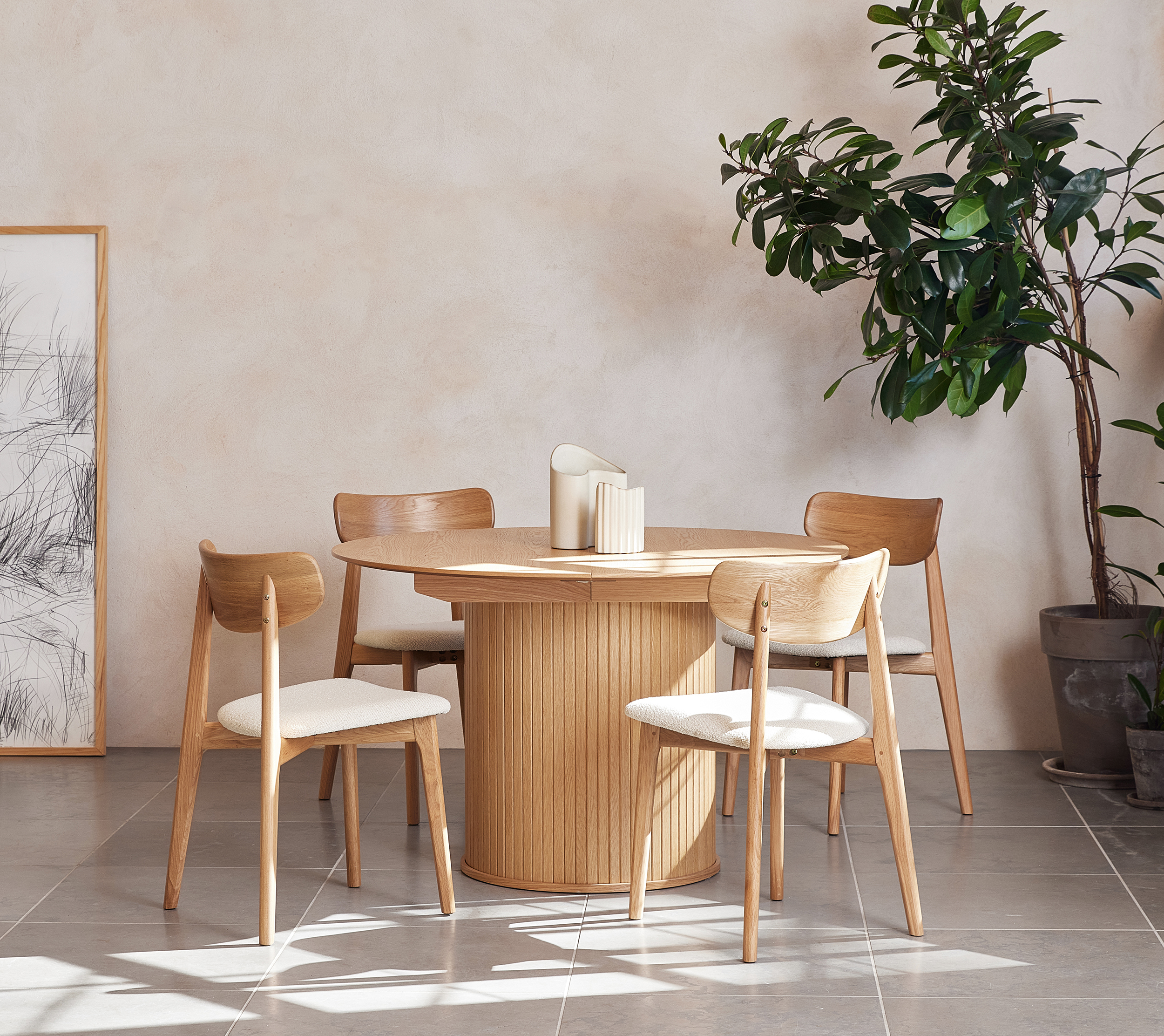 Ausziehbarer Tisch Gativel 120-167 cm Lamellen Eiche natur