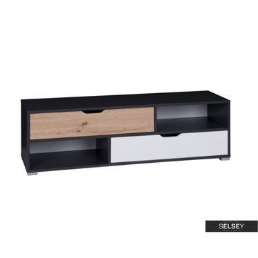 TV-Lowboard CASPE schwarzgrau mit 2 Schubladen 135 cm