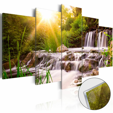 Bild auf Plexiglas WASSERFALL IM WALD