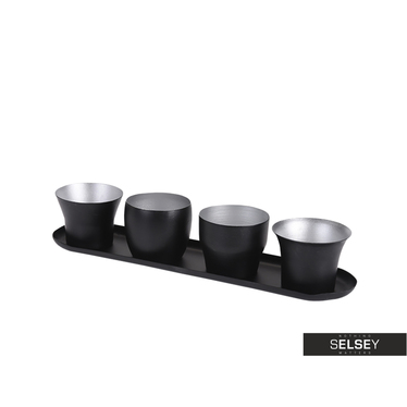 Teelichthalter (4er-Set) schwarz/silber