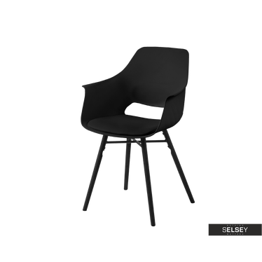 Stuhl BERCHEZ schwarz mit schwarzen Füßen zwei Stücke