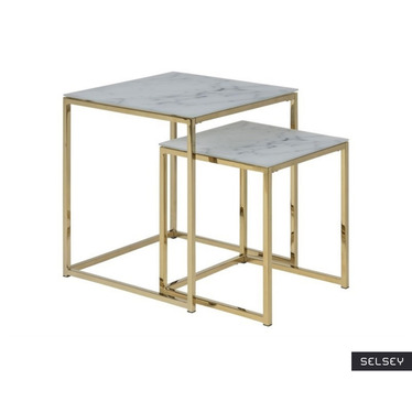 Beistelltisch-Set ALISMA 2-teilig mit goldenen Füßen