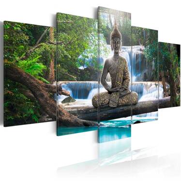 Wandbild BUDDHA UND WASSERFALL 200x100 cm