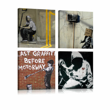 Wandbild BANKSY Straßenkunst 80x80 cm