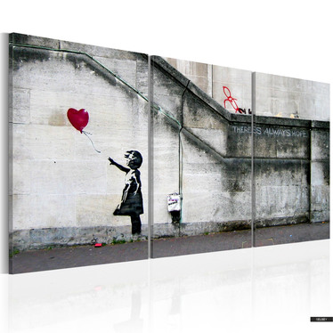 Wandbild HOFFNUNG GIBT ES IMMER by Banksy Triptychon 60x30 cm