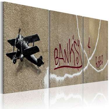 Wandbild FLUGZEUG by Banksy 60x30 cm