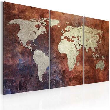 Wandbild ROSTFRBENE WELTKARTE 120x80 cm