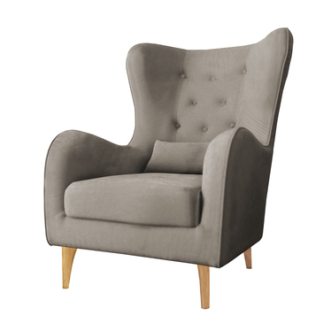 Ohrensessel CALMINO in Beige mit Samtbezug 