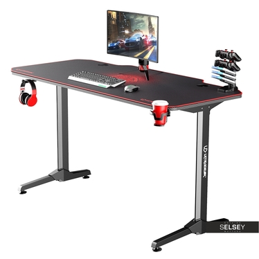 Gaming Tisch GAMORA Schwarz / Rot 140 cm breit