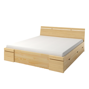 Bett LOPAR mit Lattenrost und 4 Schubkästen (Kiefernholz)