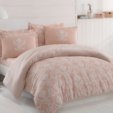Bettwäsche SHEANA in Rosa/Weiß 200x220 cm 4-teilig mit 2 Kissenbezügen 50x70 cm