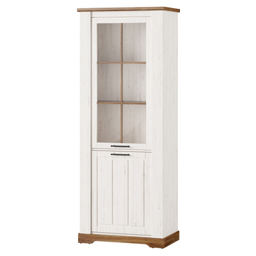 Vitrinenschrank TALDINE schmal im Landhausstil