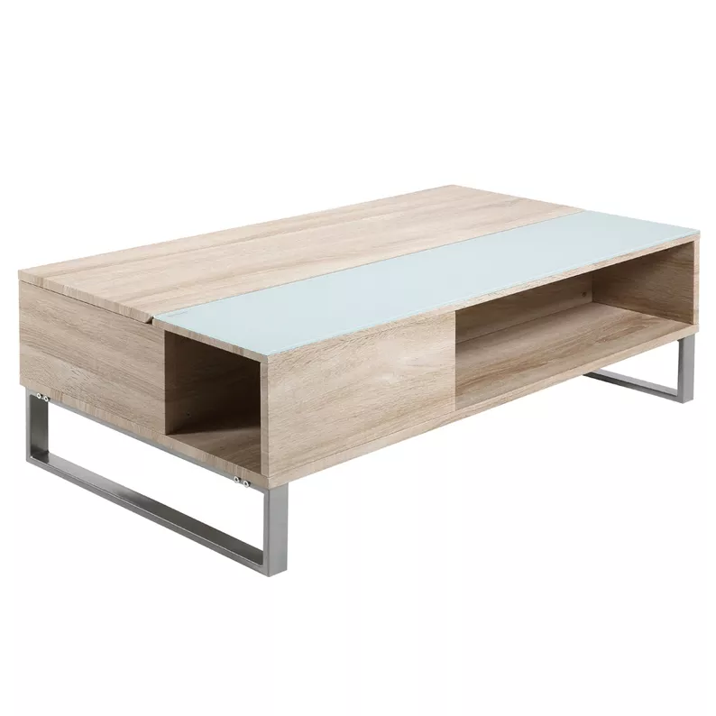Couchtisch Kostrena 110x60 cm Sonoma Eiche mit Glaseinsatz