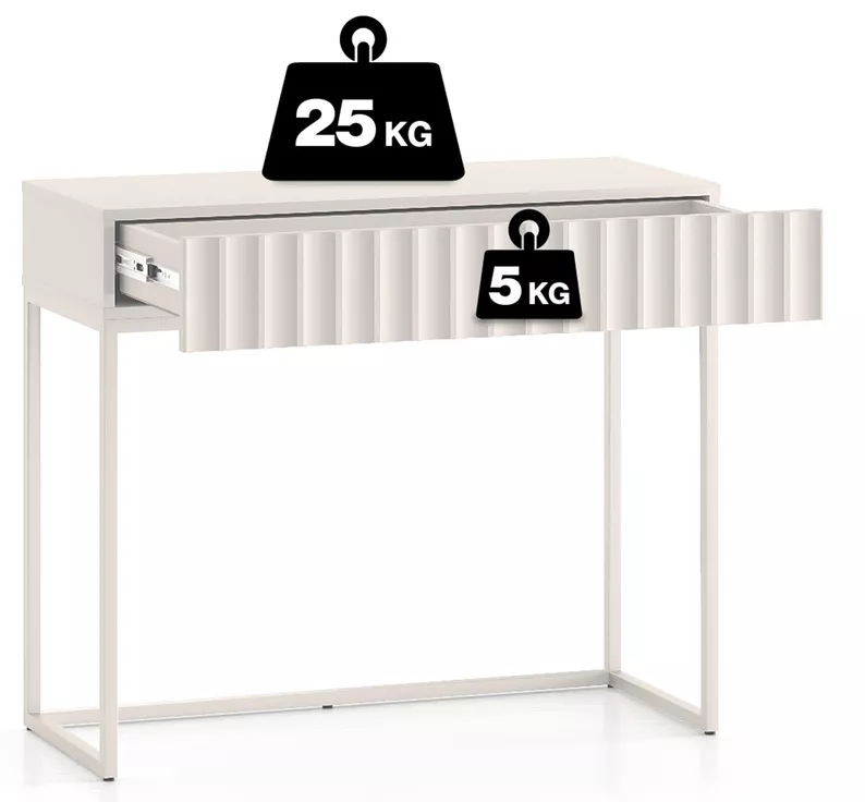Schminktisch Derriva mit Schublade und geriffelten Fronten 91 cm hellbeige
