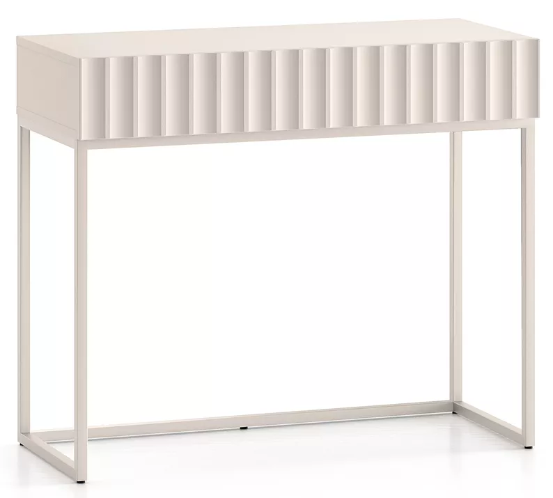 Schminktisch Derriva mit Schublade und geriffelten Fronten 91 cm hellbeige