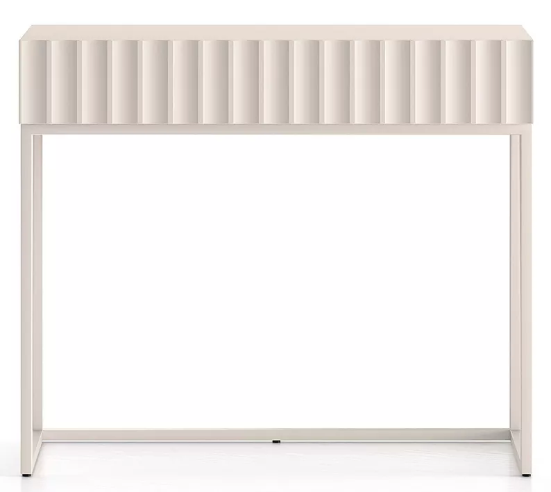 Schminktisch Derriva mit Schublade und geriffelten Fronten 91 cm hellbeige