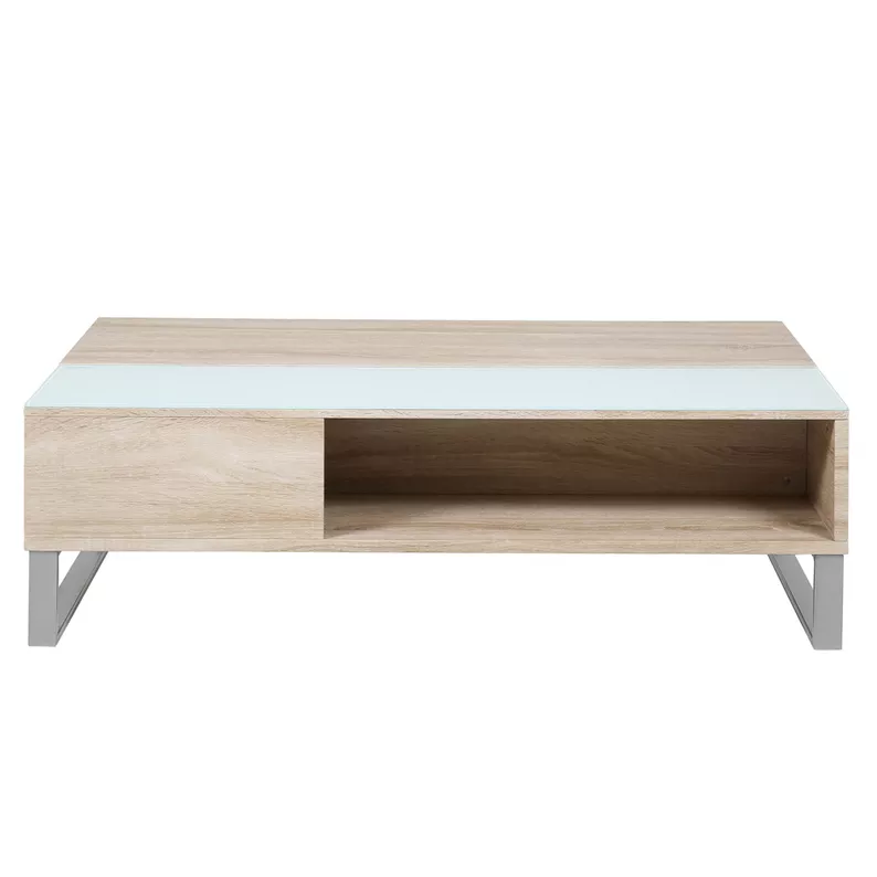 Couchtisch Kostrena 110x60 cm Sonoma Eiche mit Glaseinsatz