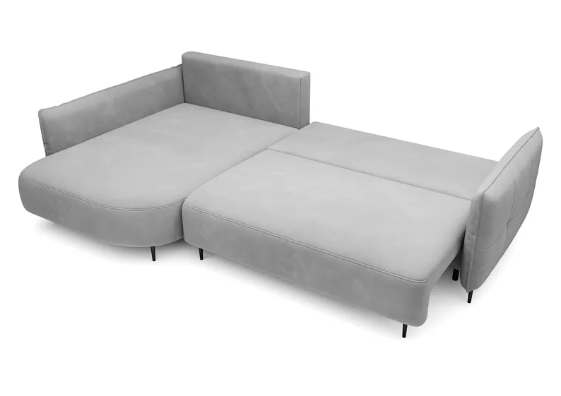 Ecksofa Oblivio mit Schlaffunktion L-förmig mit Stauraum graues Velvet linksseitig hydrophob
