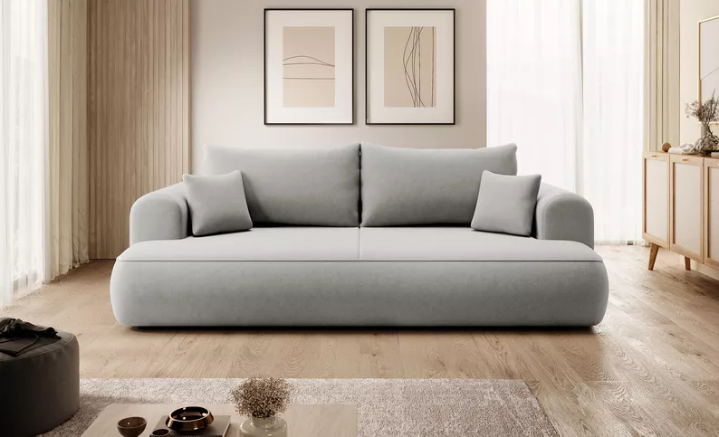 Schlafsofa Ovo grau mit Easy-Clean-Veloursbezug