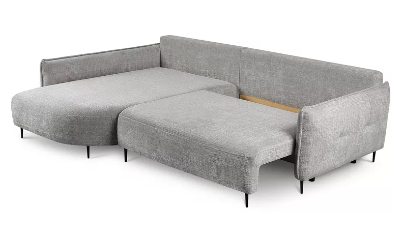 Ecksofa Oblivio mit Schlaffunktion L-förmig mit Stauraum graues Chenille linksseitig