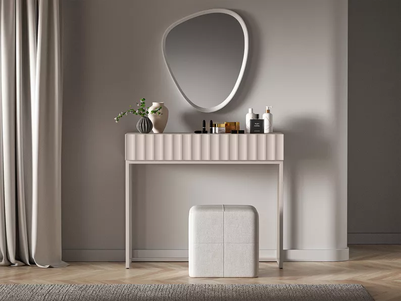 Schminktisch Derriva mit Schublade und geriffelten Fronten 91 cm hellbeige