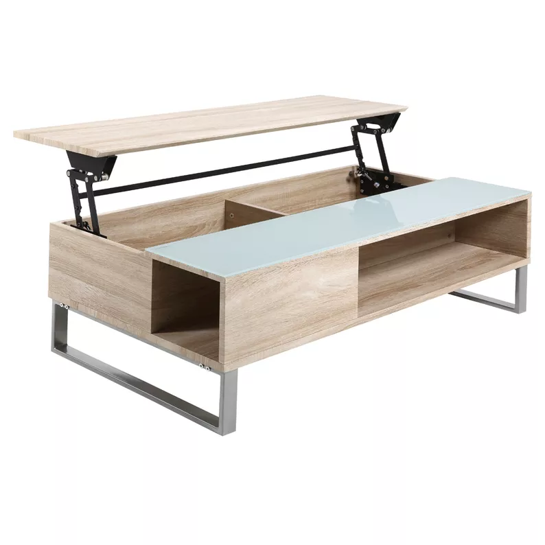 Couchtisch Kostrena 110x60 cm Sonoma Eiche mit Glaseinsatz
