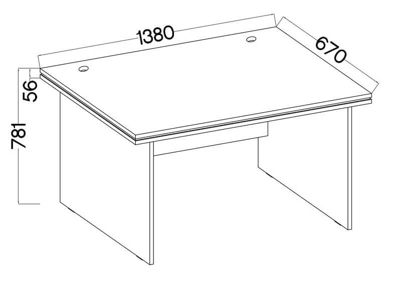 Schreibtisch Stundly 138 cm Artisan-Eiche mit schwarzem Rand