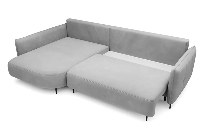 Ecksofa Oblivio mit Schlaffunktion L-förmig mit Stauraum graues Velvet linksseitig hydrophob