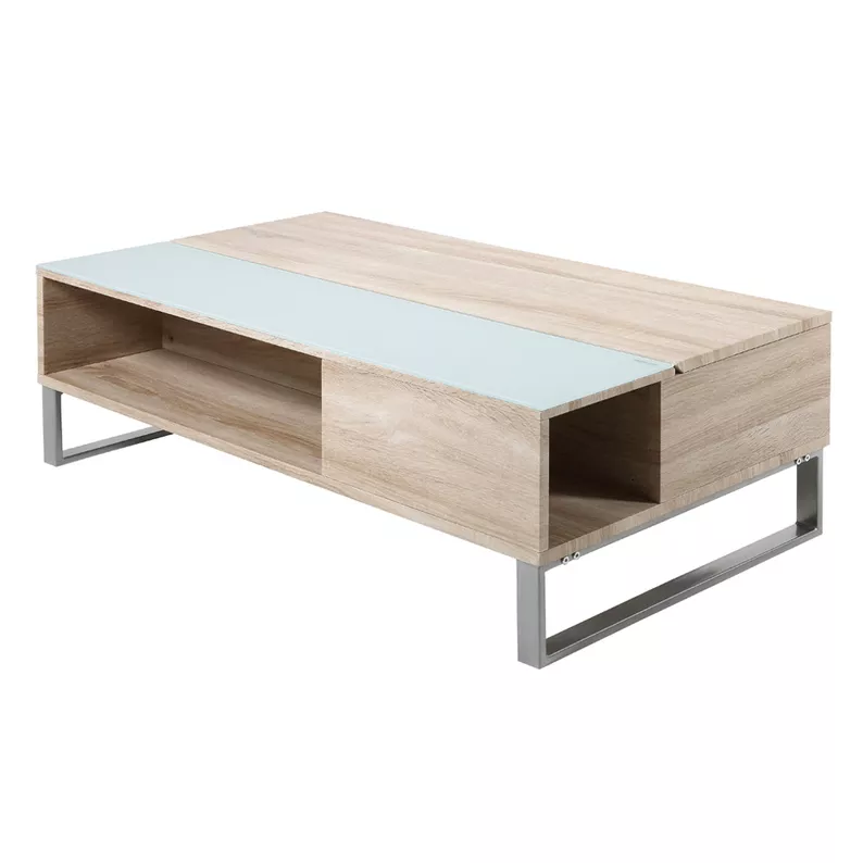 Couchtisch Kostrena 110x60 cm Sonoma Eiche mit Glaseinsatz
