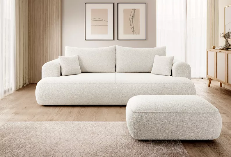 Ovo cremefarbene Boucle-Pouf