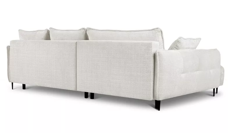 Ecksofa Oblivio mit Schlafunktion L-förmig mit Stauraum cremefarbener Chenille linksseitig