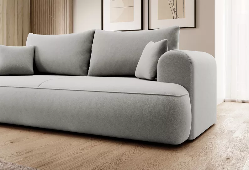 Schlafsofa Ovo grau mit Easy-Clean-Veloursbezug