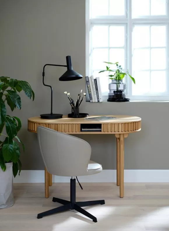 Schreibtisch Yoffers 120x60 cm Lamellen Eiche natur