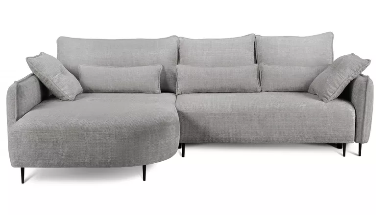 Ecksofa Oblivio mit Schlaffunktion L-förmig mit Stauraum graues Chenille linksseitig