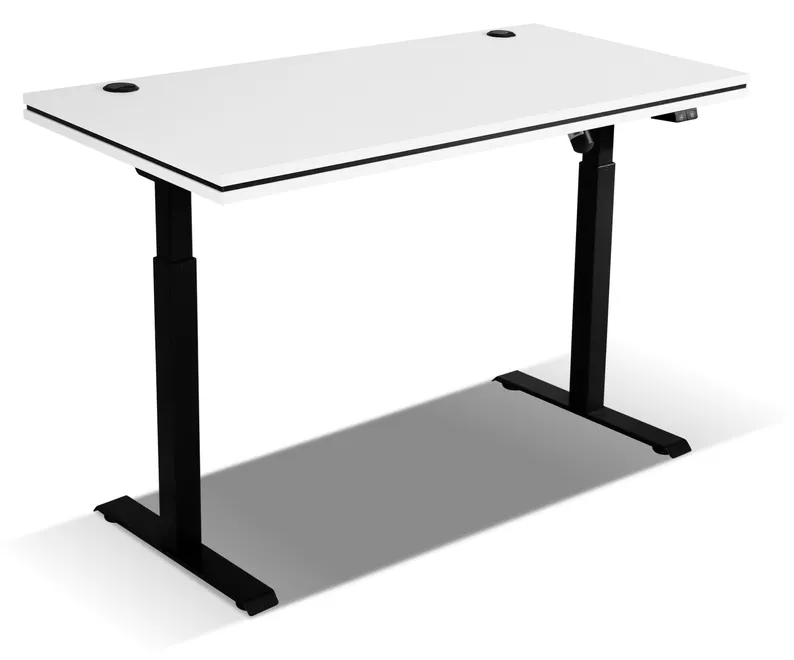 Elektrisch verstellbarer Schreibtisch Stundly 138 cm Grau mit schwarzem Rand