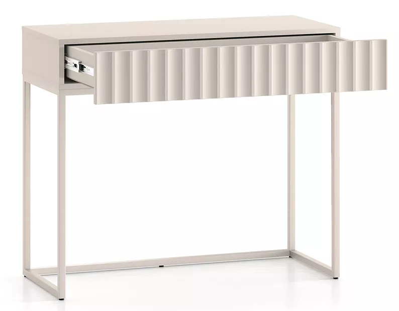 Schminktisch Derriva mit Schublade und geriffelten Fronten 91 cm hellbeige