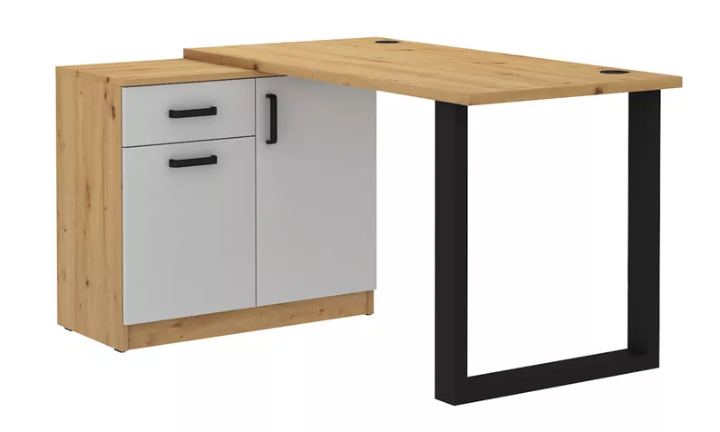 Schreibtisch mit Kommode Stundly 138 cm Artisan-Eiche/Grau