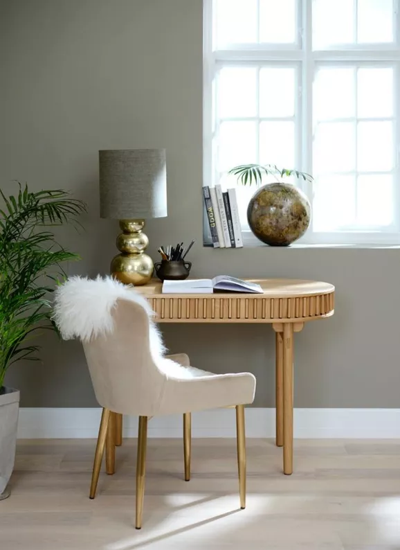 Schreibtisch Yoffers 120x60 cm Lamellen Eiche natur