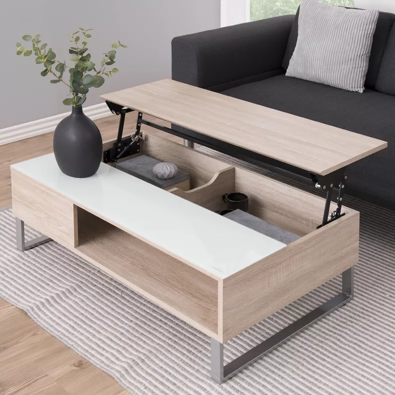 Couchtisch Kostrena 110x60 cm Sonoma Eiche mit Glaseinsatz