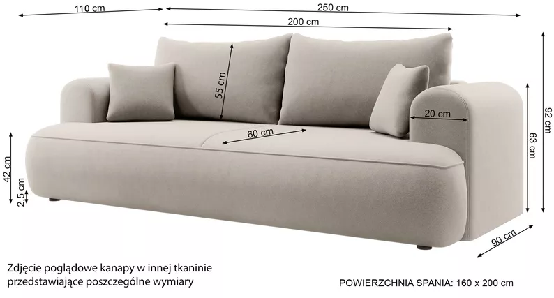 Schlafsofa Ovo grau mit Easy-Clean-Veloursbezug