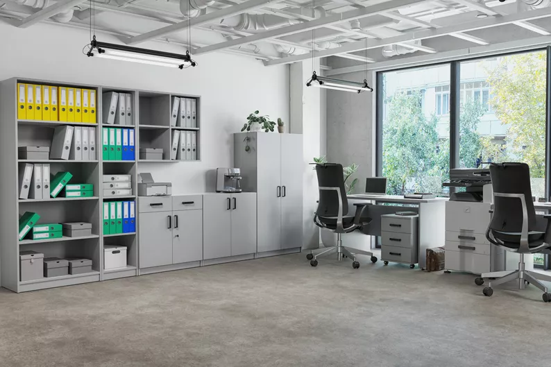 Schreibtisch Stundly 138 cm Grau