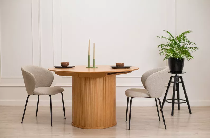 Ausziehbarer Tisch Gativel 120-167 cm Lamellen Eiche natur