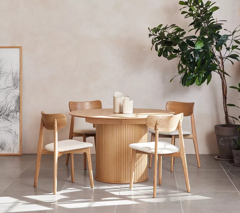 Ausziehbarer Tisch Gativel 120-167 cm Lamellen Eiche natur