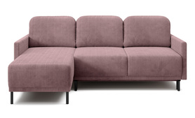 Ecksofa Hamiel L-förmig mit Stauraum, universell, lila Cord.